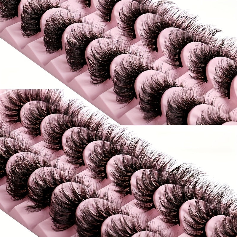 10 Pairs Fox Eye Lashes Layer Thick Volume Faux Mink Lashes 8D Cat Eye Lashes