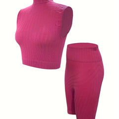 2pc Yoga Tank Top & High Stretch Shorts Set Women's Activewear