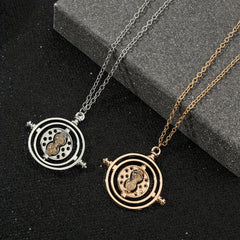 Time Turner Hourglass Necklace For Girls Vintage Hollow Movable Pendant Necklace