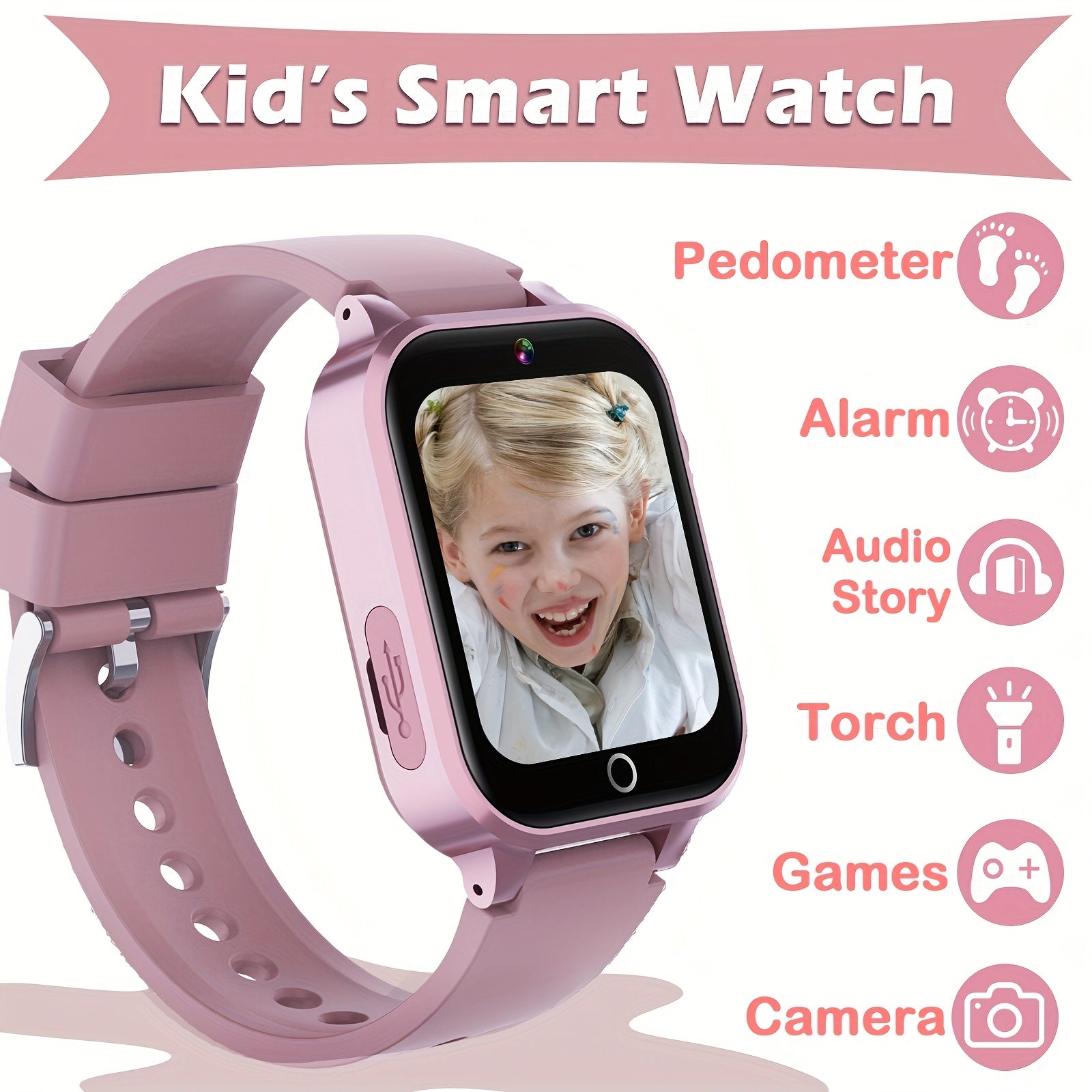 Kids Smart Watch with Camera and Flashlight, Alarm Clock, Reminder Functions
