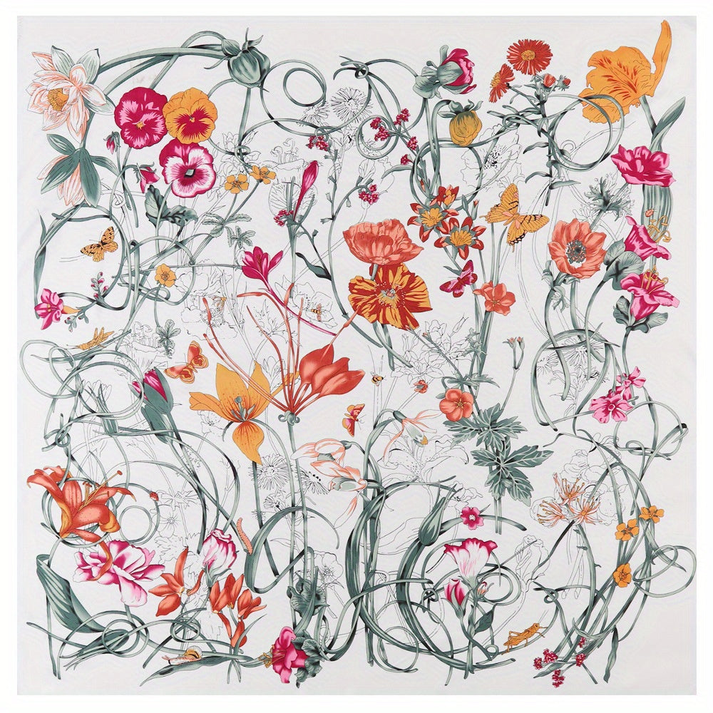 Flower Pattern Bandana Silk Tube Top Shawl Scarf Wrap Head Wrap