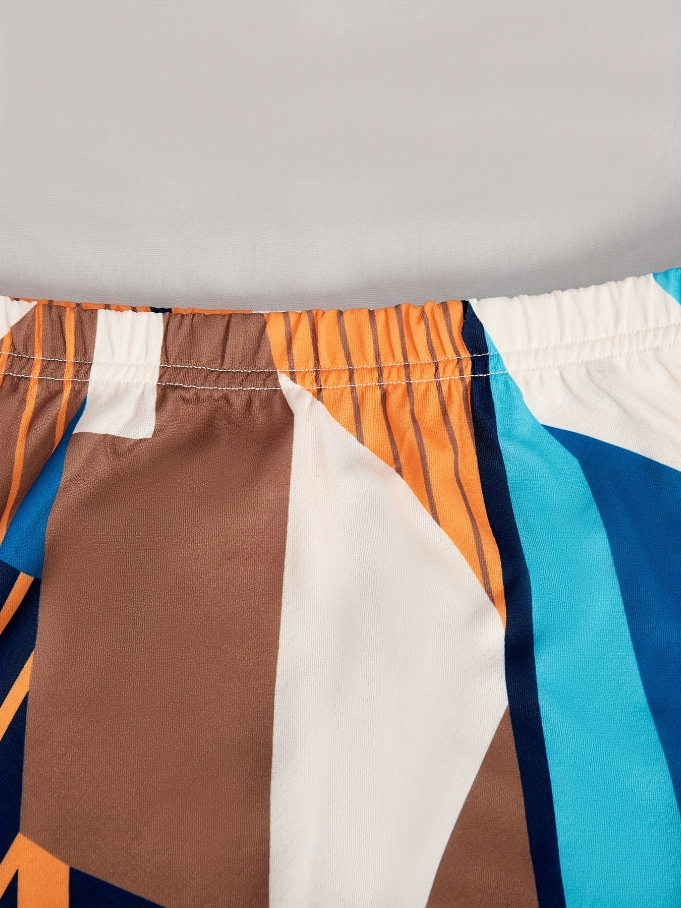 Colorblock Geometric Print Midi Skirt