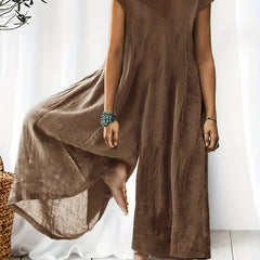 Minimalist Button Wide Leg Jumpsuit Casual Short Sleeve Jumpsuit