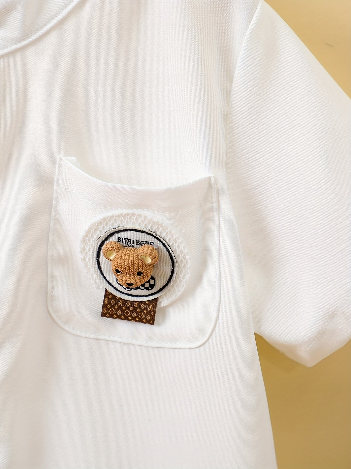 Baby Boys Bear Pattern Short Sleeve Button up Shirt for Summer