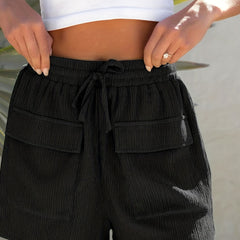 Women's High Rise Stretchy Crinkle Shorts With Pockets
