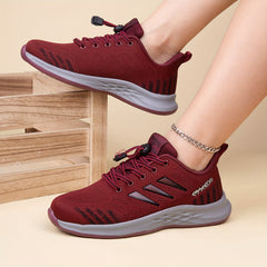 Women's Breathable Flying Woven Sneakers Casual Lace Up Outdoor Shoes