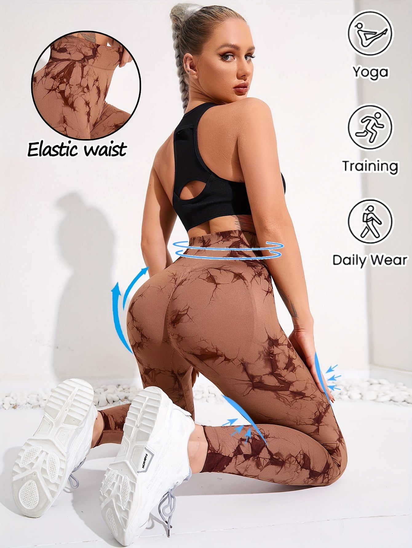 Tie Dye Hip Lifting Yoga Pants High Stretch Running Workout Fitness Leggings