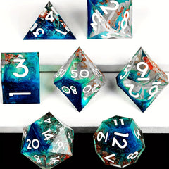 7pcs Resin Sharp Edge Polyhedral Dice Set for Board Games