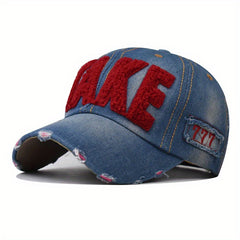 Patch Denim Baseball Cap Distressed Sun Hat Lightweight Adjustable Y2K Dad Hats