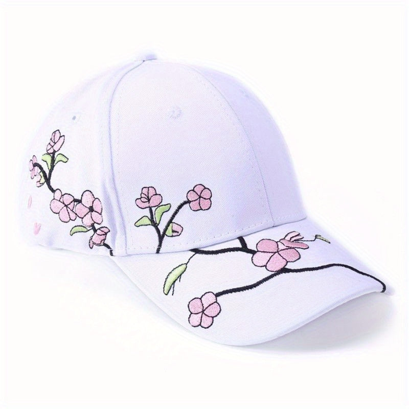 Peach Blossom Baseball Hat Embroidered Flower Cap