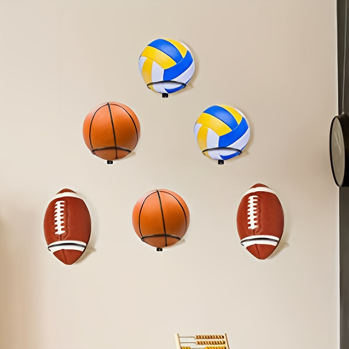 Wall Mounted Basketball & Football Storage Holder Space Saving Ball Rack