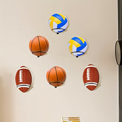 Wall Mounted Basketball & Football Storage Holder Space Saving Ball Rack
