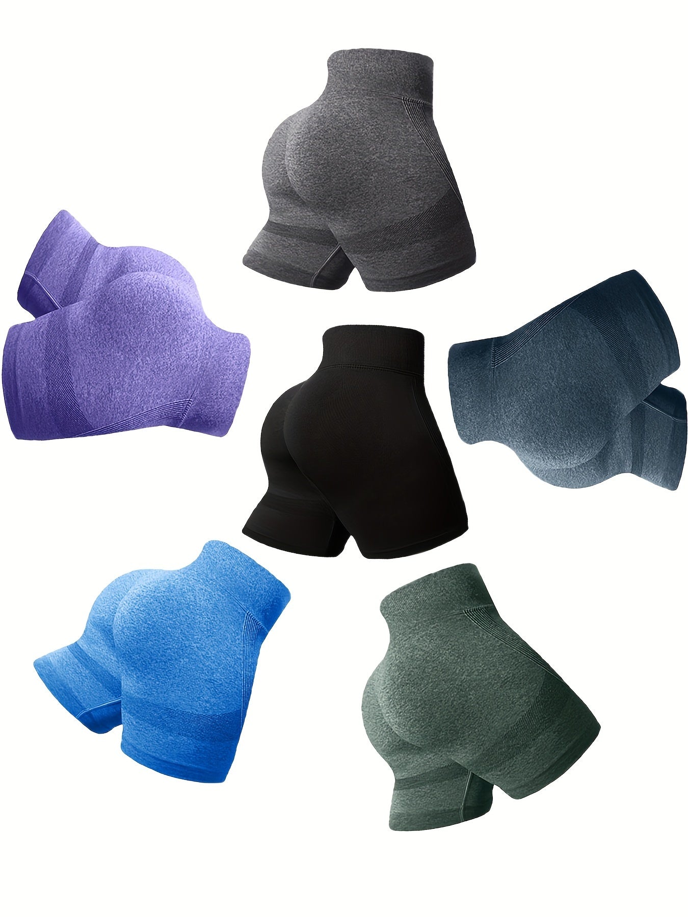 6pcs Solid Stretch Sports Shorts for Women
