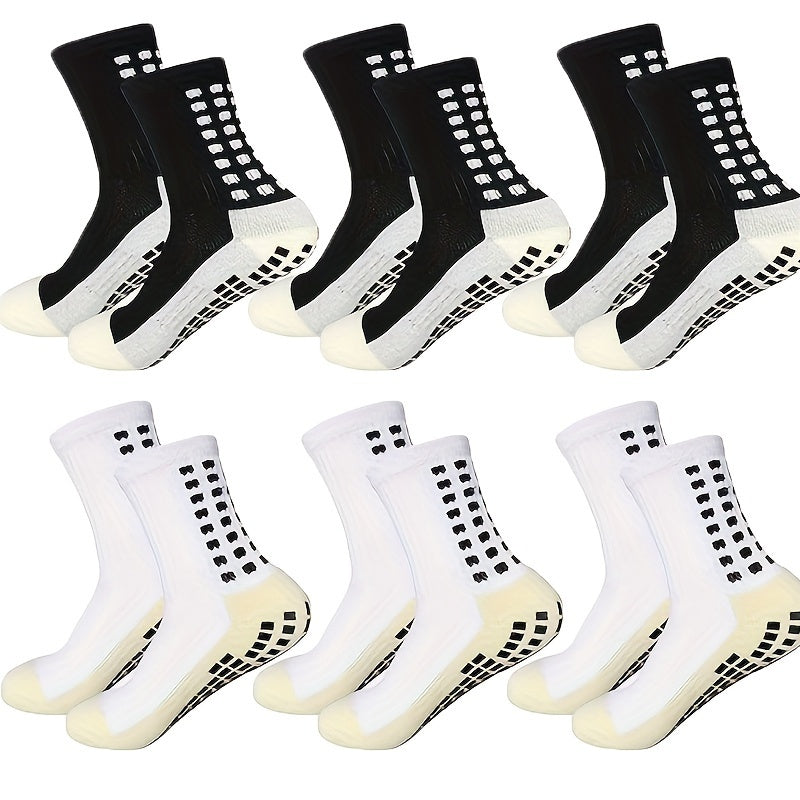 Men's Non Slip Football Socks Crew Grip Socks for Football Basketball