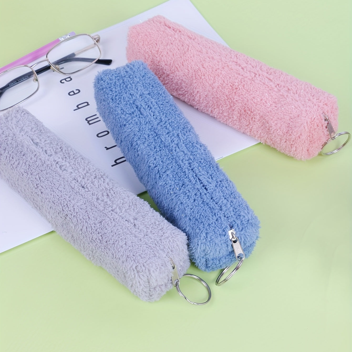 Plush Pencil Pouch - Portable Pen Bag for School Supplies