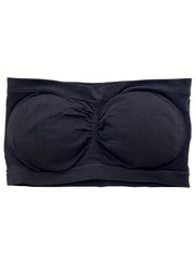 3 Pack Plus Size Basic Bandeau Set Women's Plus Solid Tube Bra 3pcs Set