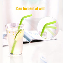 6pcs Rainbow Silicone Straws Large Straight Fine Reusable Straws