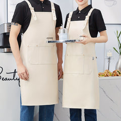Waterproof Leather Overalls Apron Adjustable Straps Large Pockets
