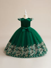 Girls Embroidered Fit and Flare Prom Dress for Party Show