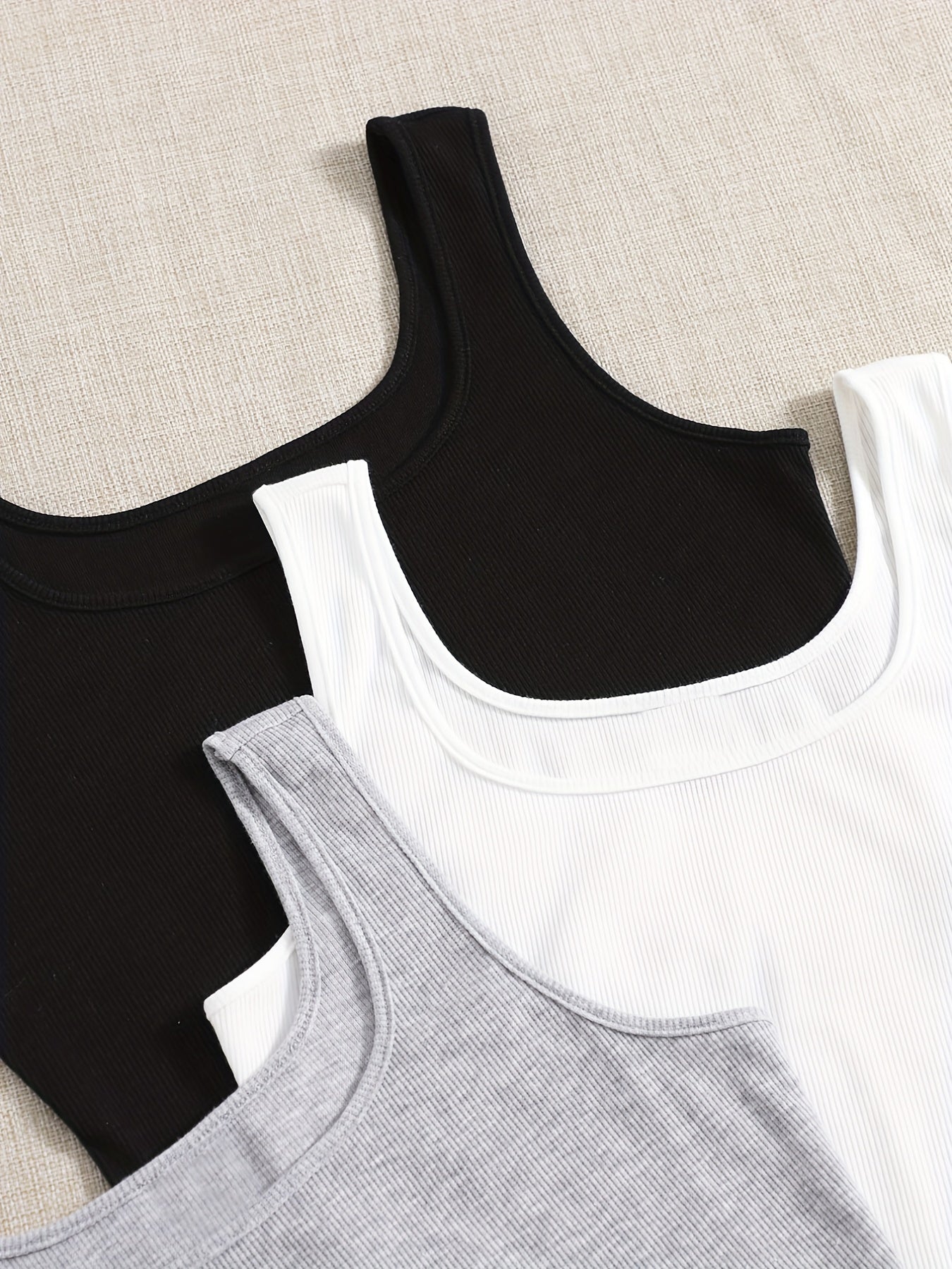 Basic Tank Top 3 Pack Sleeveless Women's Casual Square Neck