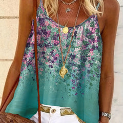 Floral Print Spaghetti Cami Top Summer Sleeveless Scoop Neck