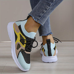 Women's Block Athletic Sneakers Lace up Running Shoes