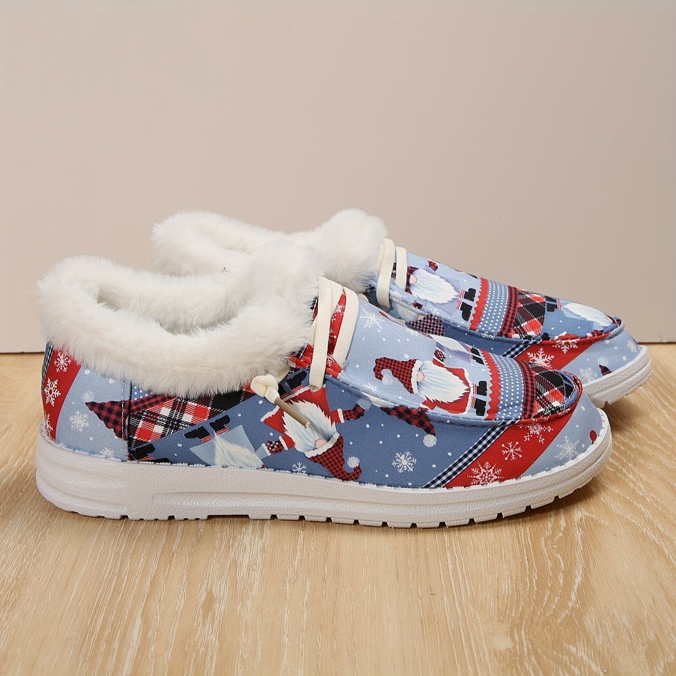 Christmas Santa Snow Shoes Fleece Lined Casual Winter Sneakers