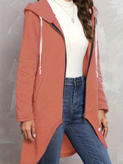 Solid Zip Up Long Sleeve Hoodie Women's Sweatshirt