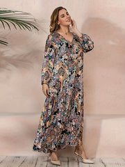 Boho Dress Women's Plus Paisley Print Maxi Dress