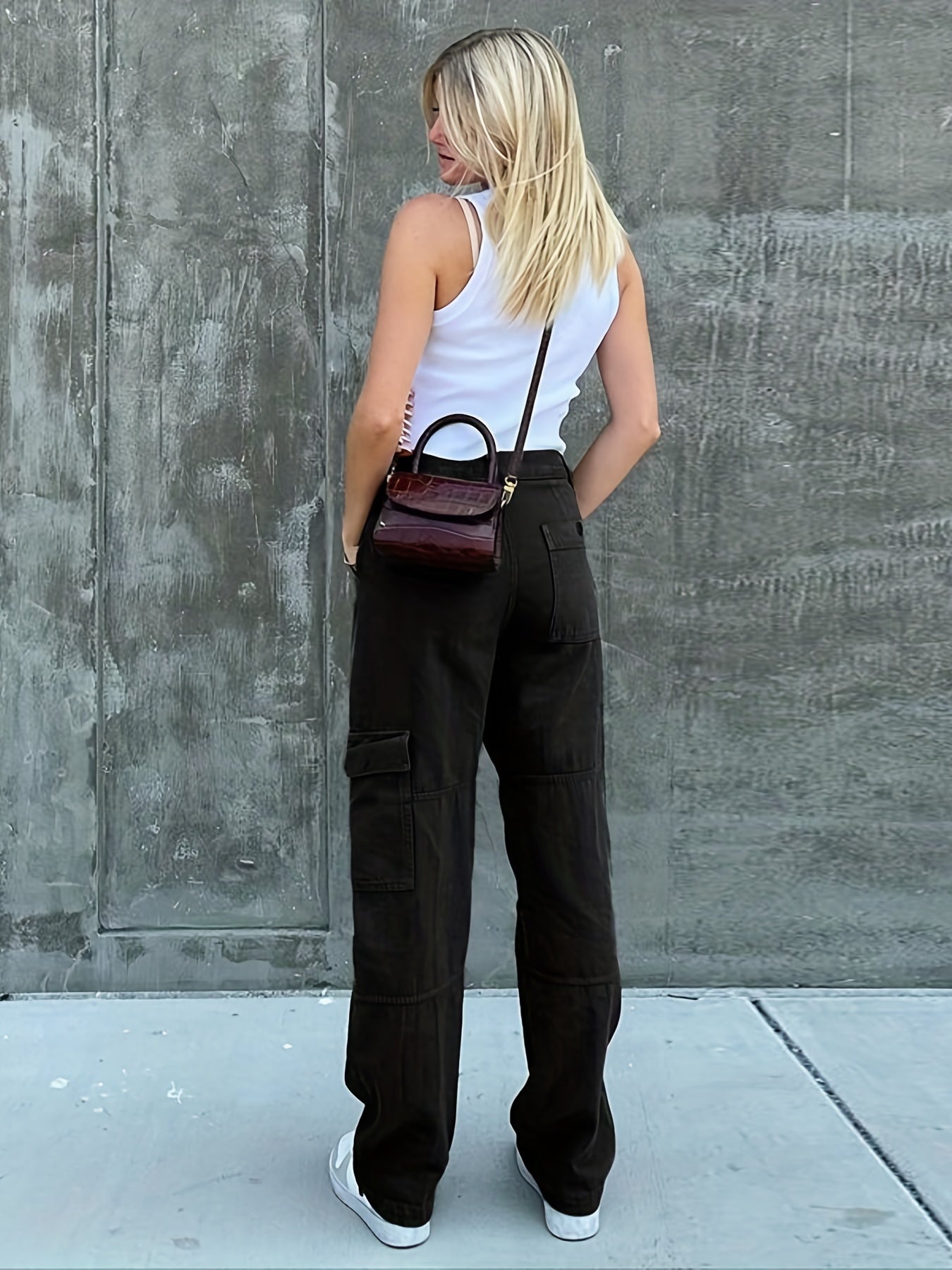 Wide Leg Cargo Denim Jeans Y2K Vintage Style Women's Clothing