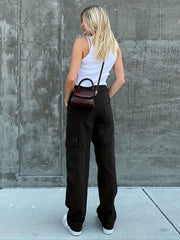 Wide Leg Cargo Denim Jeans Y2K Vintage Style Women's Clothing