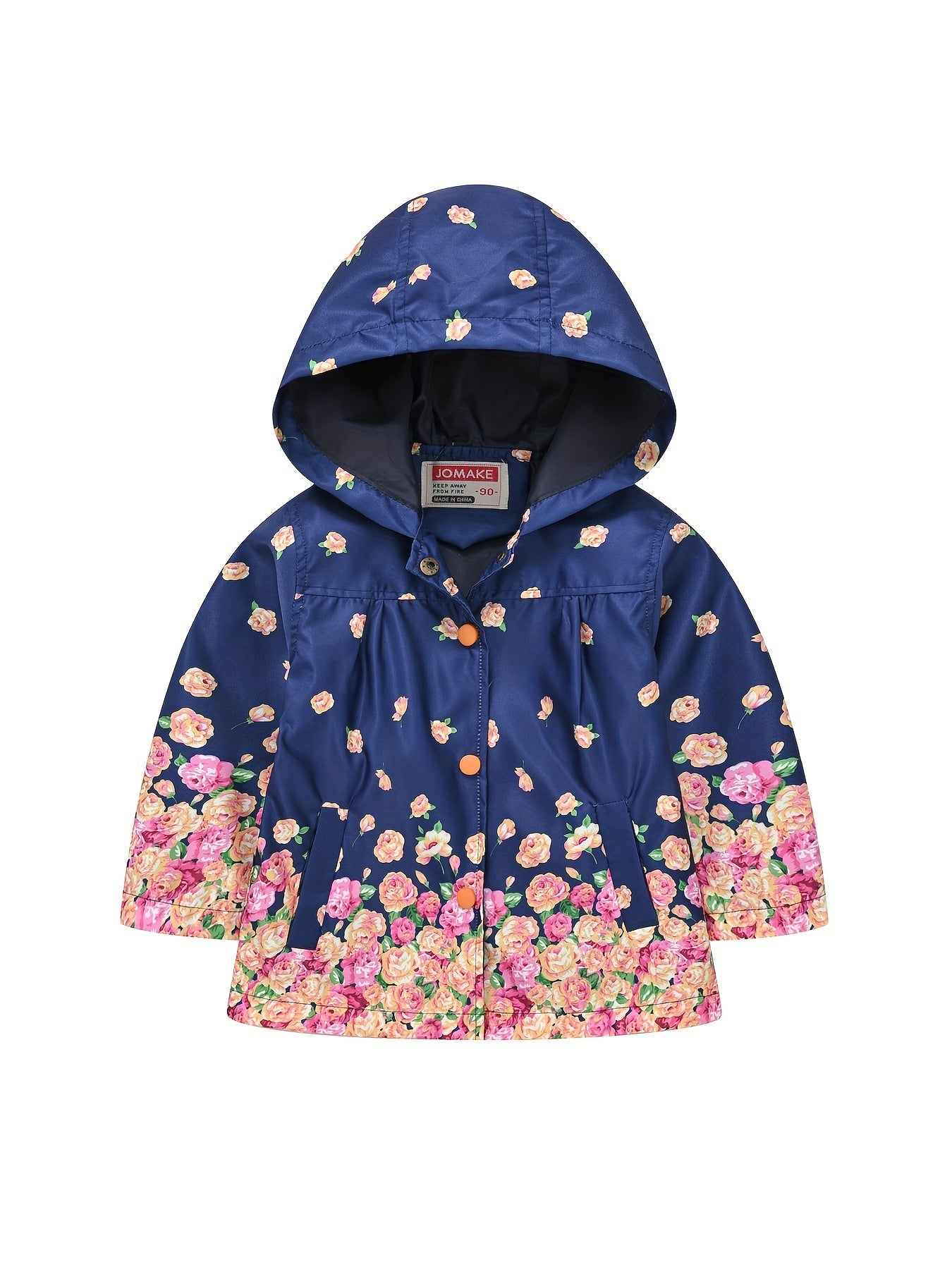Kids Girls Floral Hooded Jacket