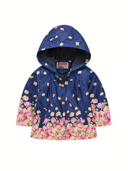 Kids Girls Floral Hooded Jacket