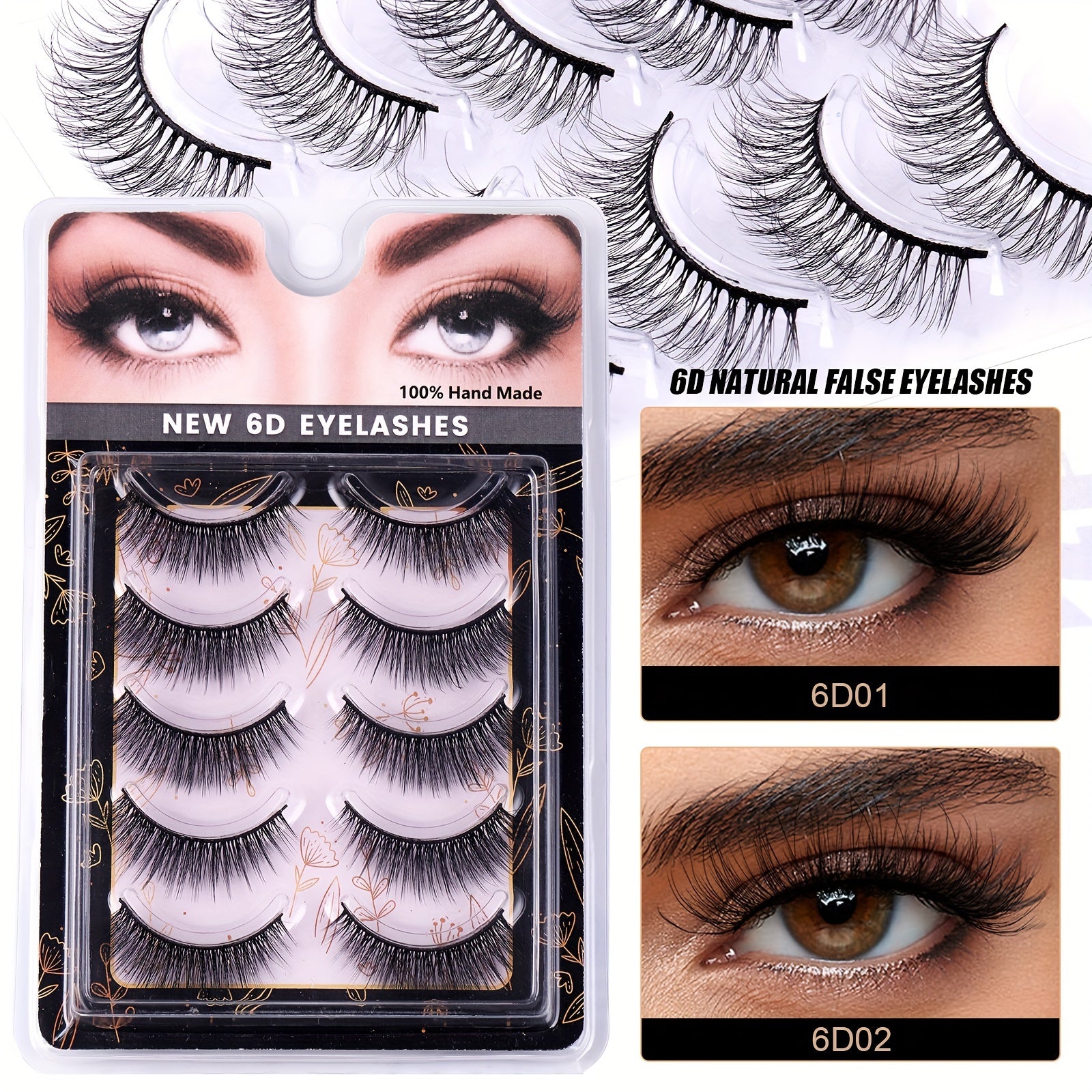 5 Pairs 6D Chemical Fiber False Eyelashes Natural Curling Reusable