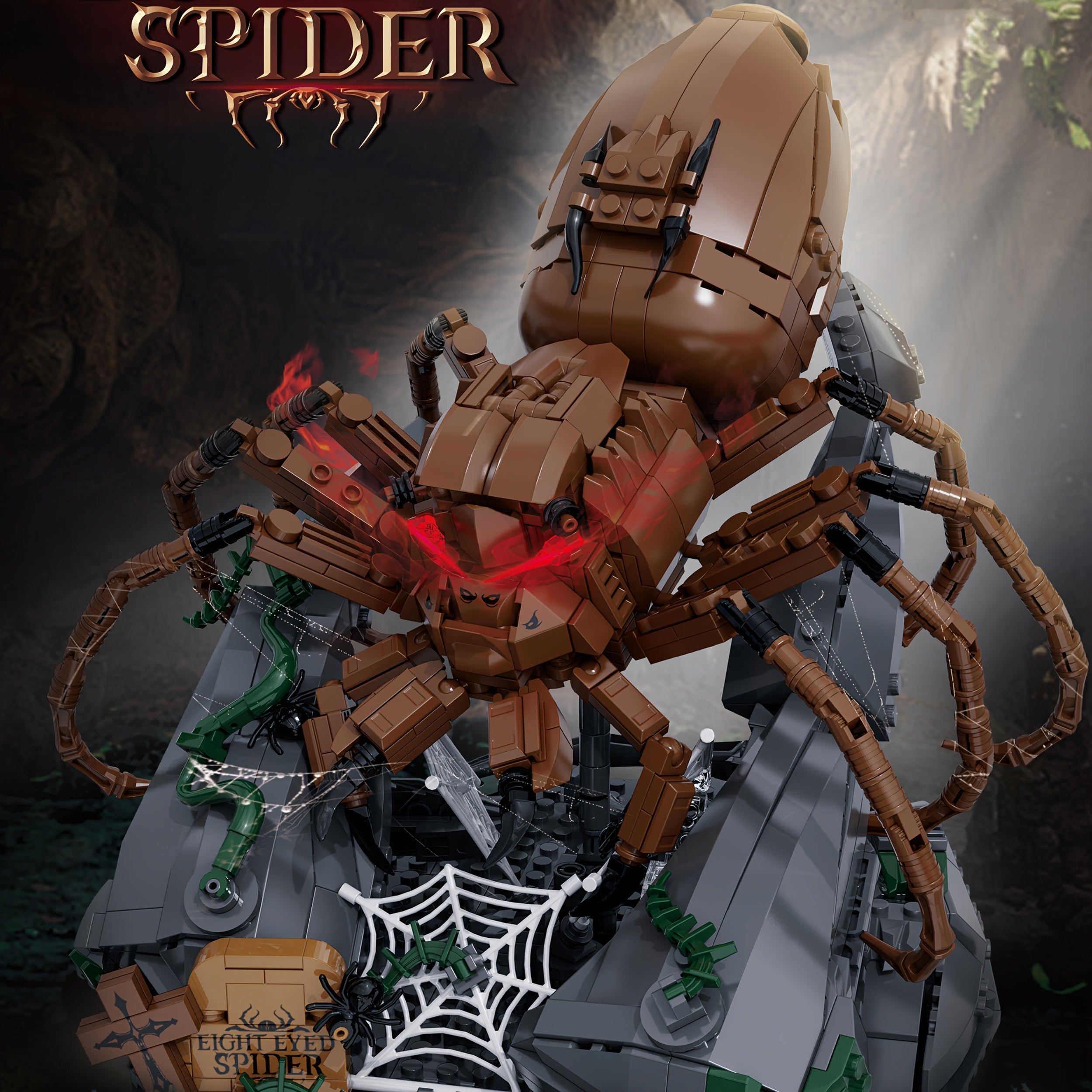 1000pcs Eight eyed Spider building block toy set Dark Forest Series