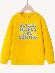 Smile Pattern Round Neck Sweatshirt For Girls
