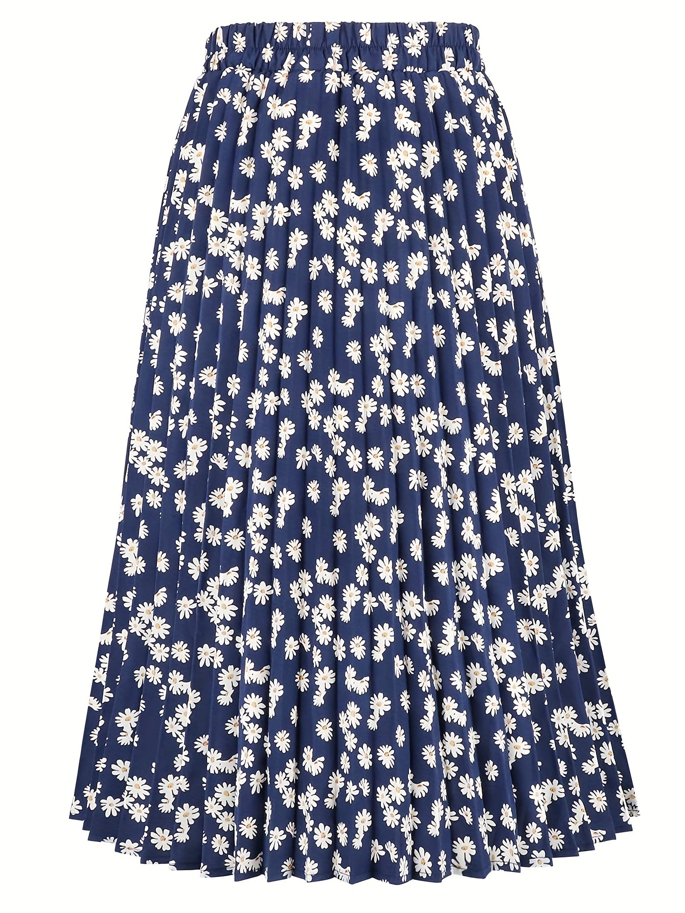 Boho High Waist Floral Print Pleated Skirt