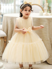 Girls Sleeveless Puffy Princess Dress with Tiara