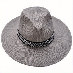 Wide Brim Straw Hat Summer Fedora Sun Hat for Men and Women