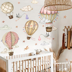 2pcs Hot Air Balloon Cloud Wall Decals Self Adhesive Wall Stickers