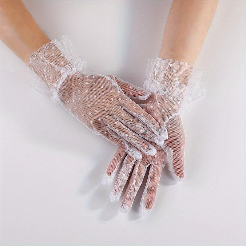 Lace Polka Dot Gloves Thin Short Classic Decorative Gloves For Women