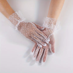 Lace Polka Dot Gloves Thin Short Classic Decorative Gloves For Women