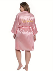 Butterfly & Letter Pattern Open Front Bridesmaid Bathrobe