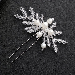 Bridal Hairpin Rhinestone Leaves Faux Pearl Wedding Hair Accessories