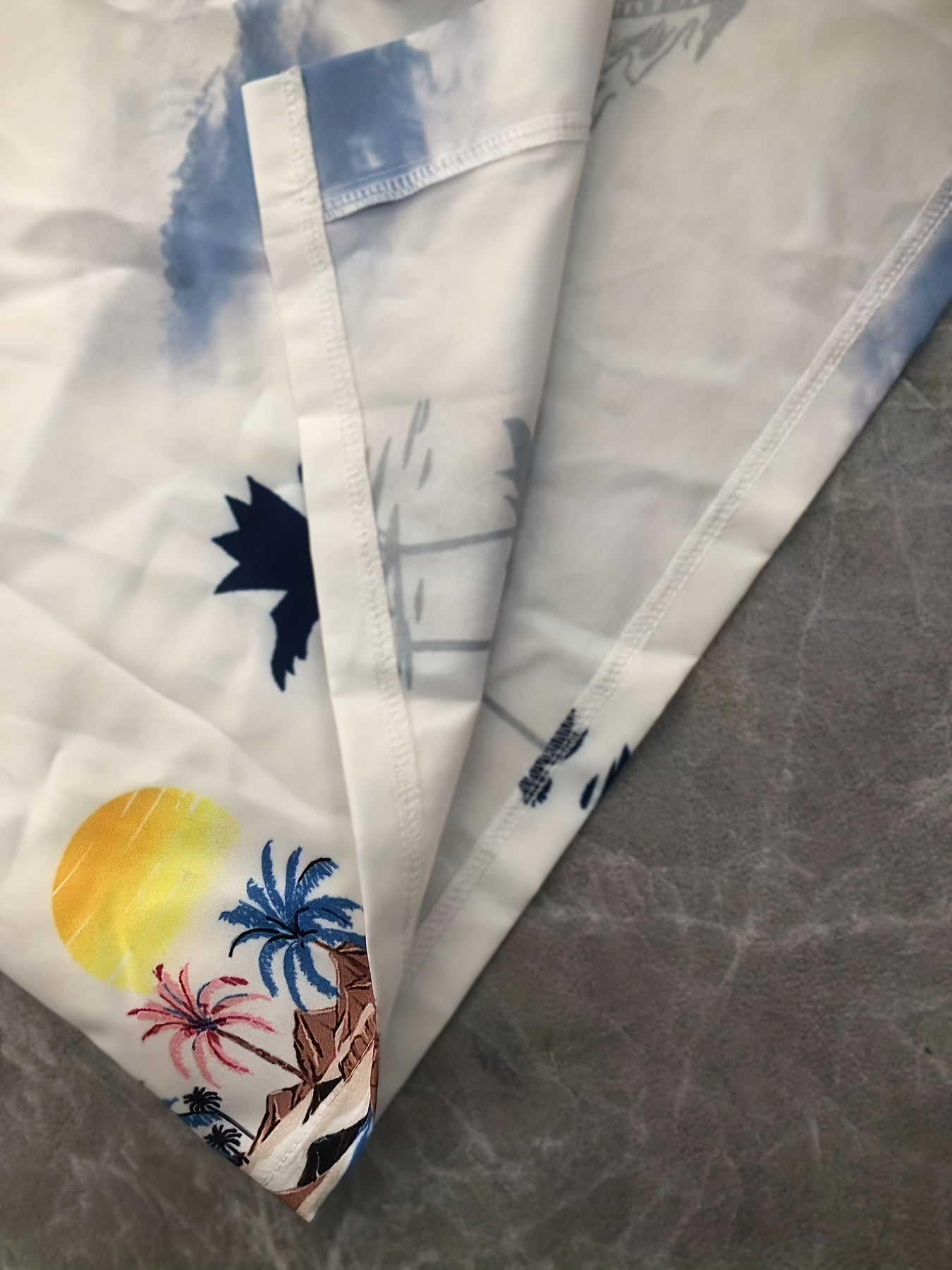 Men's Palm Trees Beach Print Short Sleeve Button Up Shirt