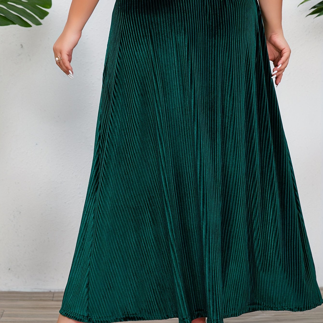 Women's Plus Size High Waisted Pleated Skirt for Fall & Winter