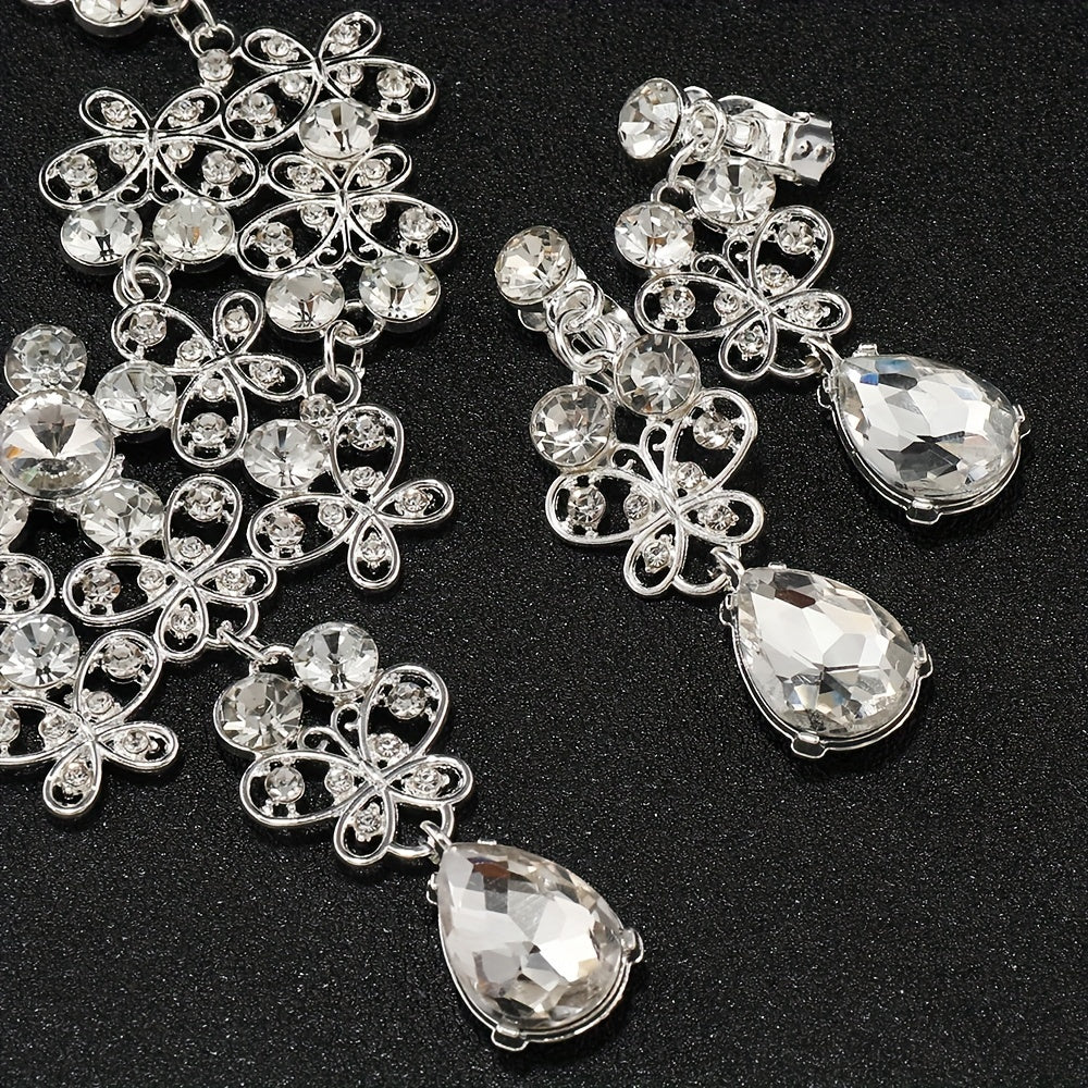 Rhinestone Headband Earrings Set Queen's Style Bridal Hair Accessories