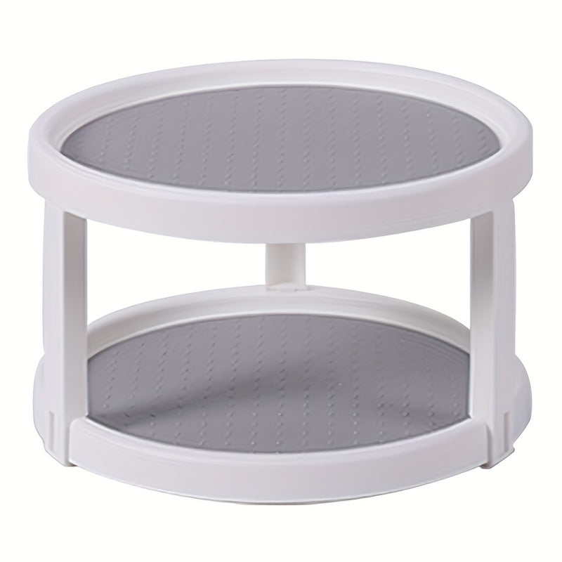 2 Layer Turntable Storage Tray Non Slip Rotating Seasoning Box Cosmetic Kitc