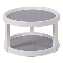 2 Layer Turntable Storage Tray Non Slip Rotating Seasoning Box Cosmetic Kitc