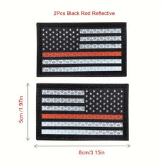 2pcs IR Reflective Flag PVC Patches for Backpacks Hats Jackets Pants